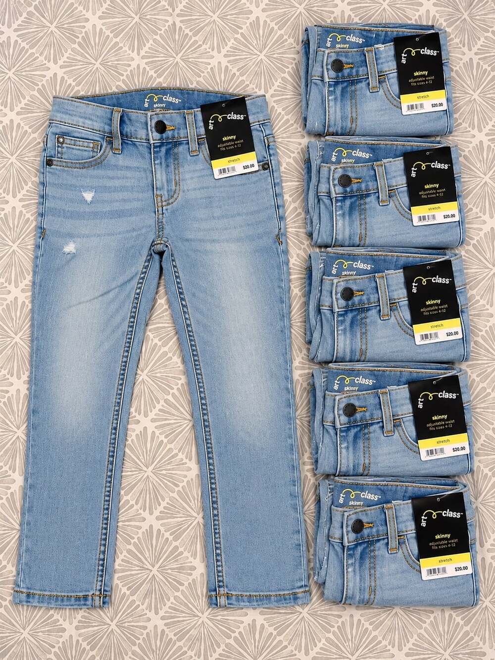 Lot of 6 - art class Skinny Adjustable Waist Jeans Light Wash Stretch
